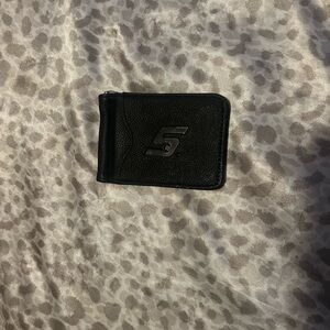 Black Leather Wallet snap on money clip